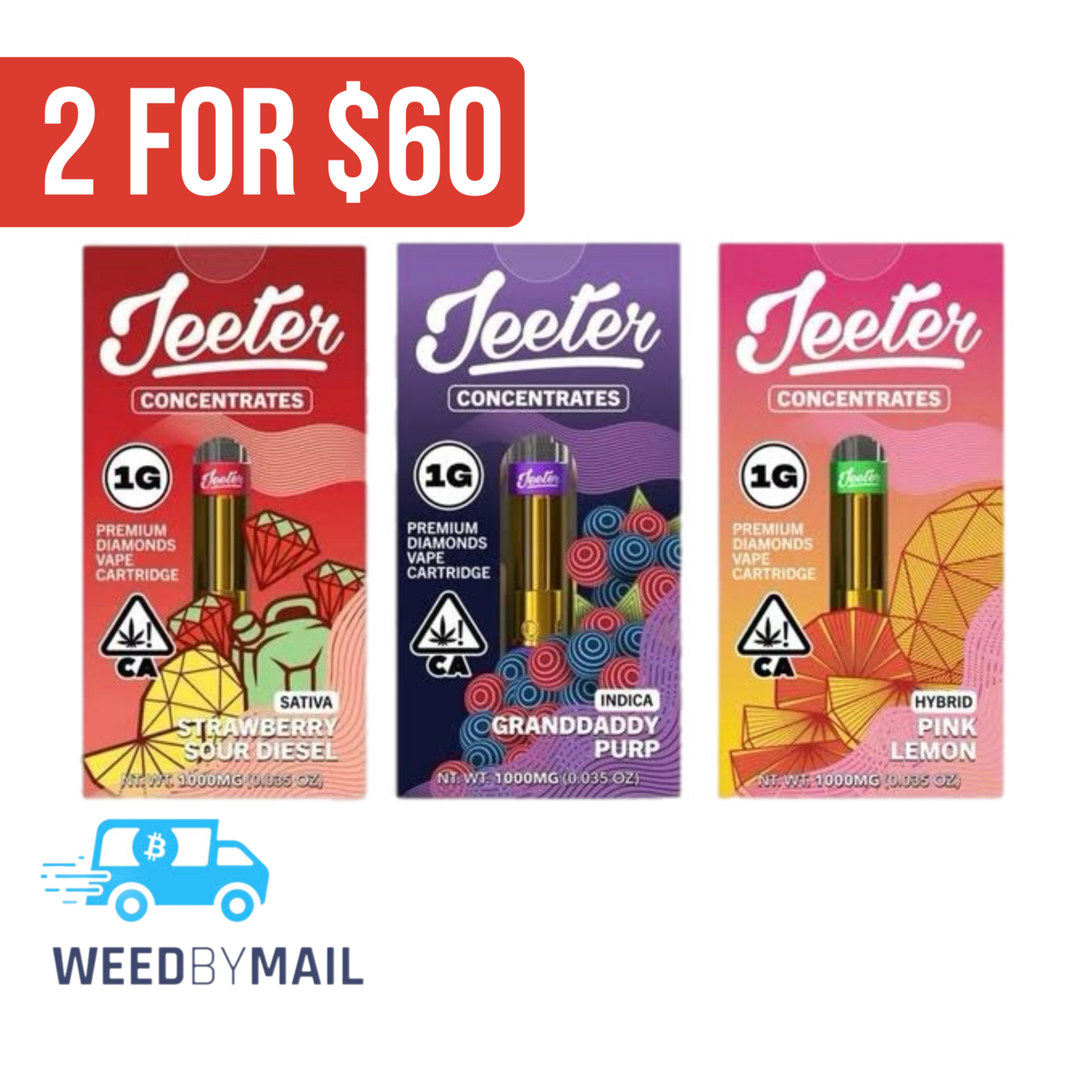 Jeeter - 1G Diamond Vape Cart 510 Thread (20 Options)