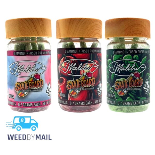 Malibu Skateboard Infused Pre-Rolls 5pk (3.5G)(Colored Diamonds)(7 Options)